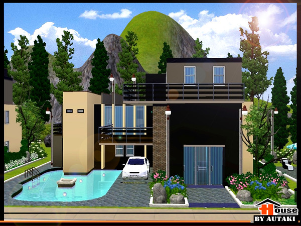 Sims 3 — GR-MiniModern02 by autaki — GR-MiniModern02 The compact modern home. Suitable for families. FF178749-UF91927