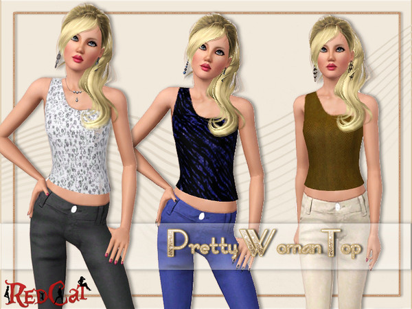 Sims 3 — Pretty Woman_Top by RedCat — 1 Recolorable Pallet. 3 Styles.