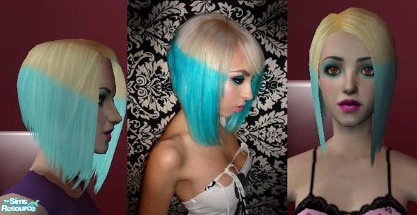 Sims 2 — Raquel Reed Bondle n Blue Hair  by VoiceOfTheFell — A blonde/blue hair style that Raquel Reed had at one point
