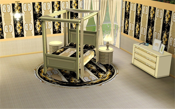 Sims 3 — marcorse_magnifique pattern by marcorse — A copy of a genuine, old wallpaper pattern in a black and ecru