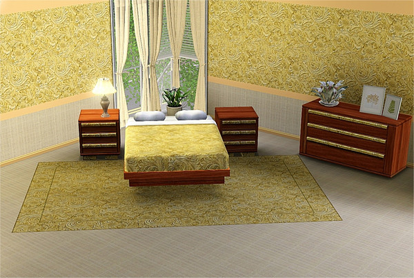 Sims 3 — marcorse_gold fronds pattern by marcorse — A very old embossed wall trimming pattern featuring leafy fronds and