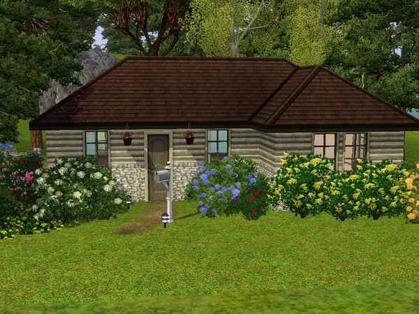Sims 3 —  by Hunter_Rae — Eine kleine Huette mitten im Wald. Es gibt ein Schlafzimmer, ein Bad das von aussen begehbar