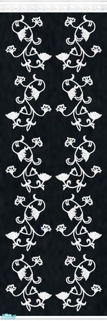 Sims 2 — Black And White Set - Wall 05 by Grisu — Part of my Black and White Set. Black wallpaper with stucco crown,