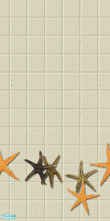Sims 2 — MRC Wall 369 by MidnightRose — Cute tiled wall decorated in Starfish. Created by Midnight Rose. Please do not