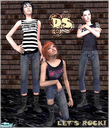 Sims 2 — Let\'s rock! Teen set by +Deep_sin+ — There are three outfits for your teens! Let\'s rock! 