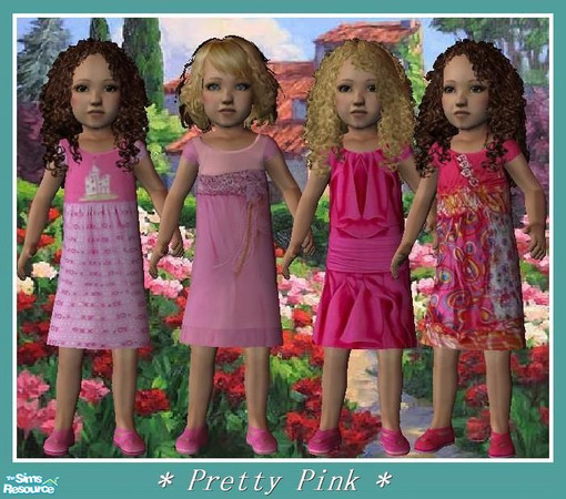Sims 2 — Pretty Pink - Set for toddler Girls by Dirtdevill — The Pretty Pink set contains four lovely dresses for your
