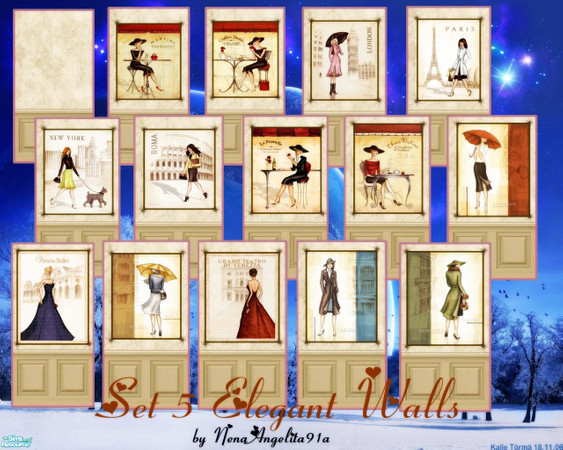 Sims 2 — Set 5 Elegant Walls by NenaAngelita91a — This set have 17 walls. I hope you like this wall set. Enjoy!!!
