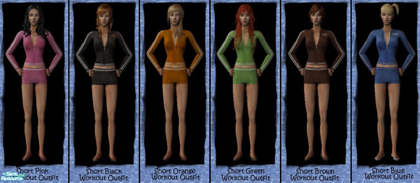 Sims 2 — Short Workout Set by hjdjhgf — Contains 6 colours of workout outfit. I used the maxis teen workout outfit but
