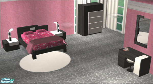 Sims 2 — Puzzle Bedroom Recolor 2 by Elize-37sims — Black recolor of the Puzzle Bedroom
