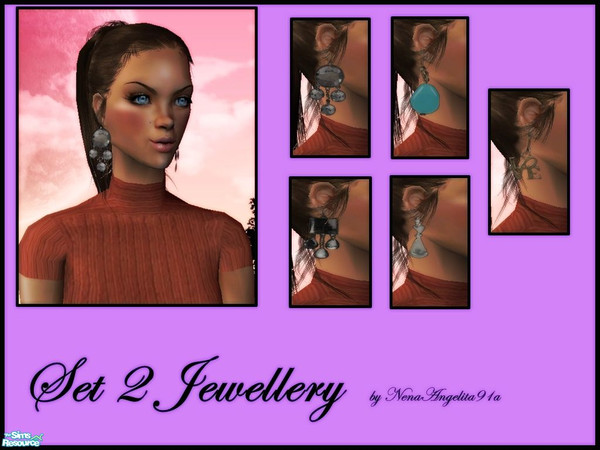 Sims 2 — Set 2 Jewellery by NenaAngelita91a — This set have 5 earrings... you need the mesh by Liana. You can find this