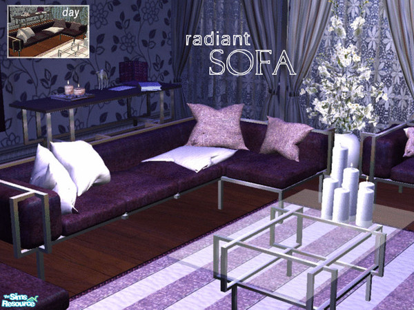 Sims 2 — Radiance Purple Moon Living - sofa by kibanahnah — A recolor of Reflexionistin JoySet, in deep purple. The