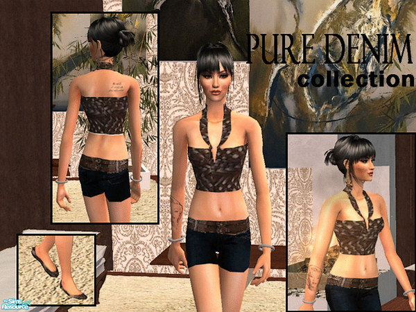 Sims 2 — Pure denim collection - 3 by kibanahnah — From set of 3 everyday clothes. I made the green one by request, the 2