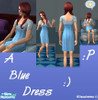 Sims 2 — A Blue Dress by Kiisusimmu — This is made of a basegame dress, so no mesh needed ^^.