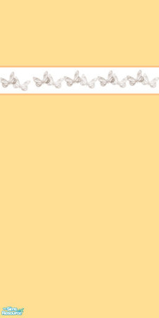 Sims 2 — Butterfly ball - yellow with border by jasysboo — Two-tone yellow wall with white butterfly border.