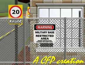 Sims 3 — Sign Fence Warning Military Base by carlosfilipepedro — A warning military base fence sign ( for CAW ) by Carlos