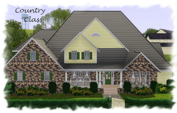 Sims 3 — Country Class by elena99e2 — A country feel with a touch of elegance. Features walk-in closets, study, formal