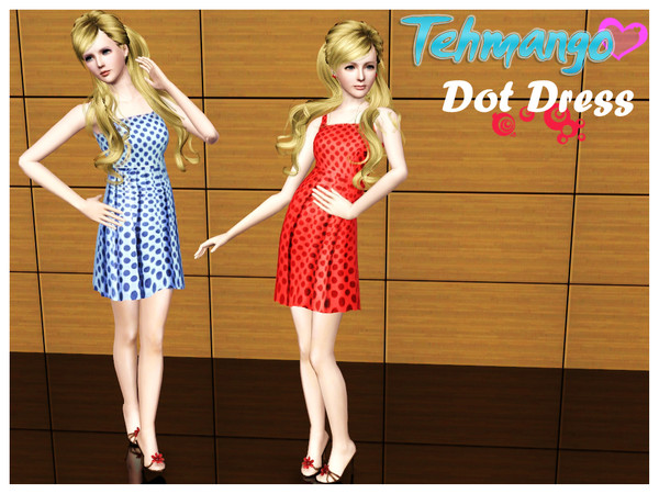 Sims 3 — Tehmango Dot dress by tehmango2 — A Summer present for you guys , recolorable and includes all morphs