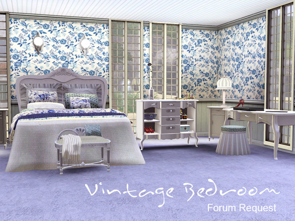 Sims 3 — Vintage Bedroom by ShinoKCR — This is a Forumrequest of the Bed and Bench and I made some more Items like the