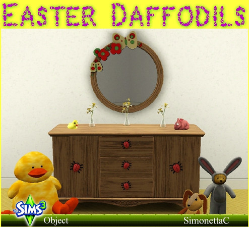 Sims 3 — Easter daffodils by SimonettaC — Lovely daffs in a simple glass vase. Created by SimonettaC @TSR. Suitable for