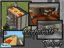 Sims 2 — Corporate Tower by SimsVendetta2 — 3 Apartments Basketball court on roof Skills Lounge on ground floor Modern
