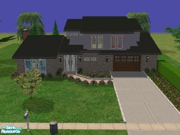 Sims 2 — Modern House by devoted2rusty — This home features a two car garage, fireplace and study. Outside there is a
