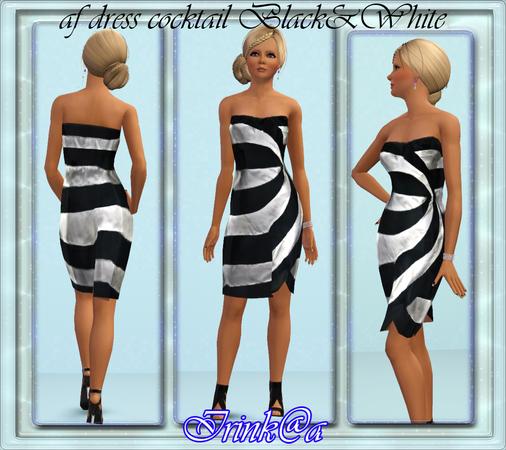 Sims 3 — dress cocktail Black&White by Irishkakic — af dress cocktail Black&amp;White by Irink@a
