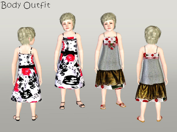 Sims 3 — punie_fcbody_059 by punie — Not recolorable. 2 dresses in one.