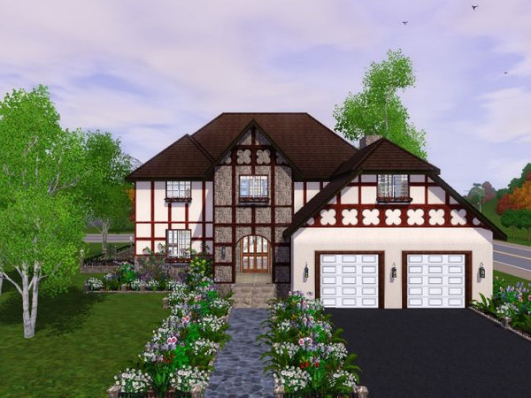 Sims 3 — Tudor Shell 2 by jadepanther198303 — 3 bedrooms 3.5 baths 2 car garage
