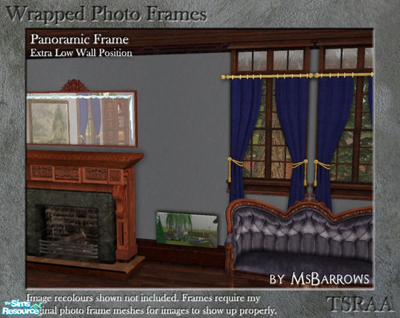 Sims 2 — Wrapped Photo Frames - Panorama Extra Low by MsBarrows — A set of inexpensive wooden stretchers with a