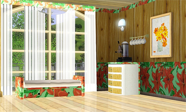 Sims 3 — marcorse_tango lily pattern by marcorse — A tangle of tangerine lilies and their foliage is the basis for this