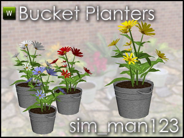 Sims 3 — Sunflower Bucket Planter by sim_man123 — Sunflower Planter from my Bucket Planters set. Made by sim_man123 from