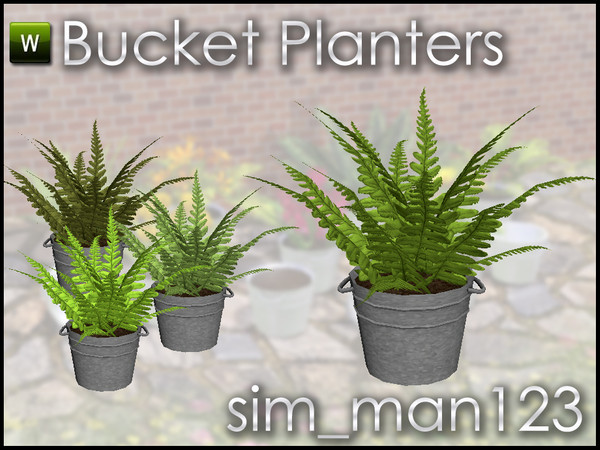 Sims 3 — Fern Bucket Planter by sim_man123 — Fern Bucket Planter, made by sim_man123 from TSR. TSRAA.
