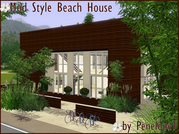 Sims 3 — Mod Style Beach House by PenelopeT — A large modern style beach house for your Sims. The only furnished area is