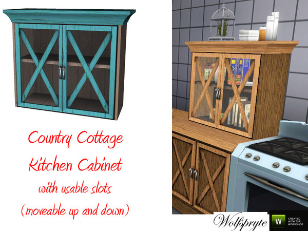 Sims 3 — Country Cottage Kitchen Cabinet by wolfspryte — part of the Country Cottage Kitchen Collection- this cabinet can