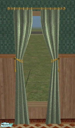 Sims 2 — Verde Living Room - Drapes by Riverwillows — Lovely green recolor of Mutske\'s Paula Living Room, by