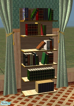 Sims 2 — Verde Living Room - Bookcase by Riverwillows — Lovely green recolor of Mutske\'s Paula Living Room, by