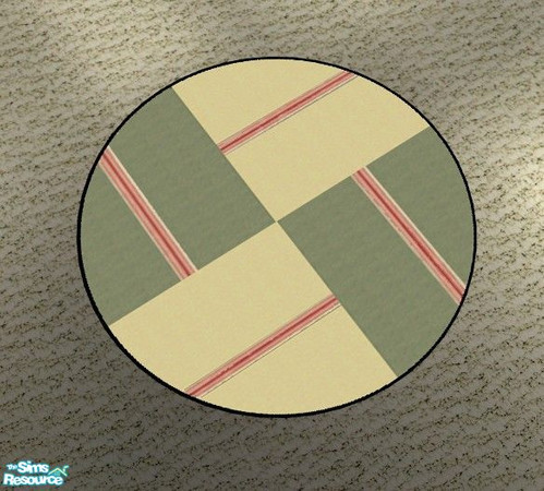 Sims 2 — Respite Living Room - 3x3 Round Rug by Riverwillows — Warm cream and green colors brighten this restful living