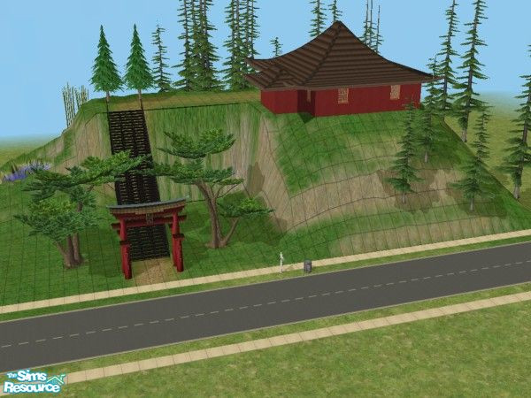 Sims 2 — House on the Hill by reneeblaze — My first elevated house. Maxis content only. House has a slight asian