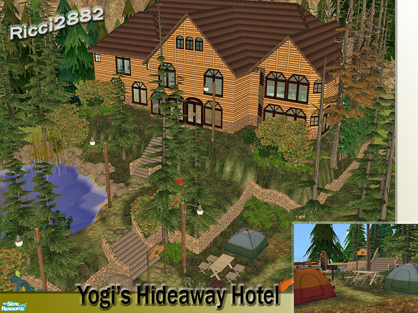 Sims 2 — Yogi\'s Hideawy Resort by TheNumbersWoman — All the imentities your family needs nestled in this historic hotel.