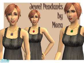 Sims 2 — Jewel Pendant Set by Moza — Set of three jeweled pendants; the emerald one was requested by Stripsleaze.