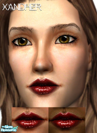 Sims 2 — Floristic Lipgloss - Tulip by Xandher — A semi-sheer, shiny gloss with a softly blended edge. The translucence