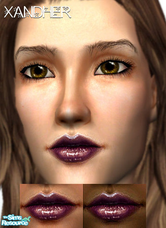 Sims 2 — Floristic Lipgloss - Fig by Xandher — A semi-sheer, shiny gloss with a softly blended edge. The translucence and