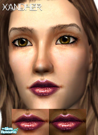 Sims 2 — Floristic Lipgloss - Clematis by Xandher — A semi-sheer, shiny gloss with a softly blended edge. The