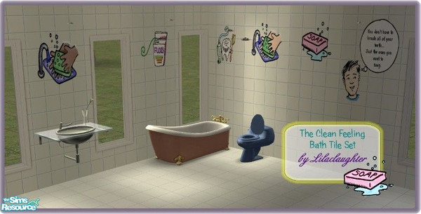 Sims 2 — The Clean Feeling Bath Tile Set by lilaclaughter — \"What did I come in here for?\" Nifty tile