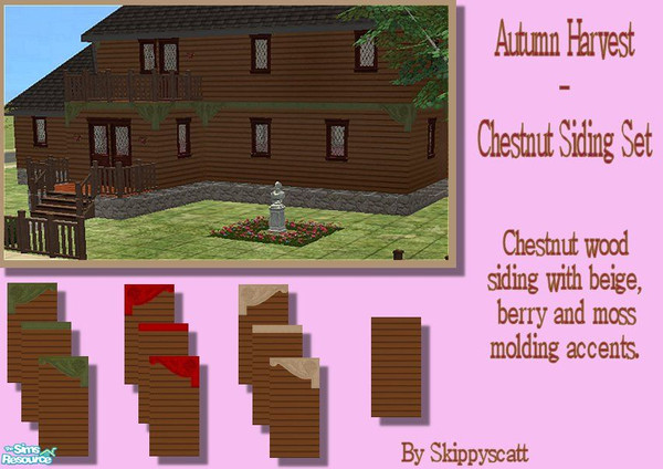 Sims 2 — Autumn Harvest Chestnut Siding Set by skippyscatt — Chestnut outdoor siding for a country manor or country