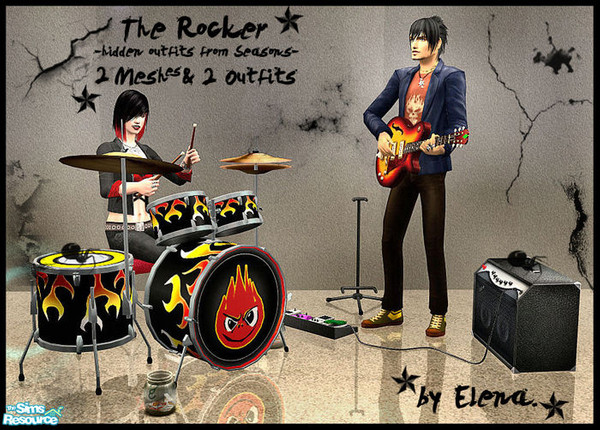 Sims 2 — The Rocker by Elena. — 2 meshes and 2 outfits. Enjoy!