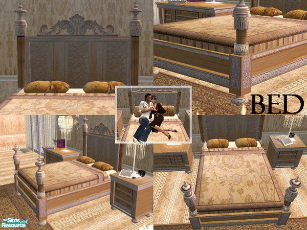 Sims 2 — Victorian Bedroom Set - bed by kibanahnah — Celebrate the timeless alliance between noble wood, silk and ancient