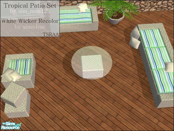 Sims 2 — Tropical Patio - White Wicker Recolor by sims4me — A white wicker recolor of sim_man123\'s Tropical Patio Set!