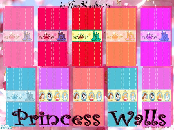 Sims 2 — Princess Walls by NenaAngelita91a — This set have 10 walls of princess This is a beautiful wall for your female