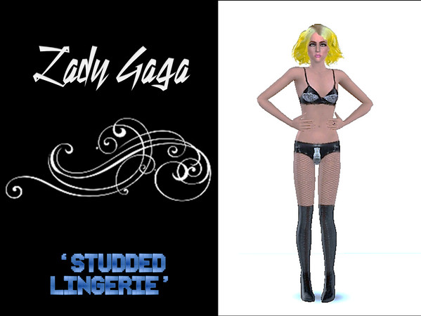 Sims 3 — Lady Gaga - Studded Unders by WhamettNuht — Lady Gaga's studded bra and knickers from The Monster Ball Tour. As